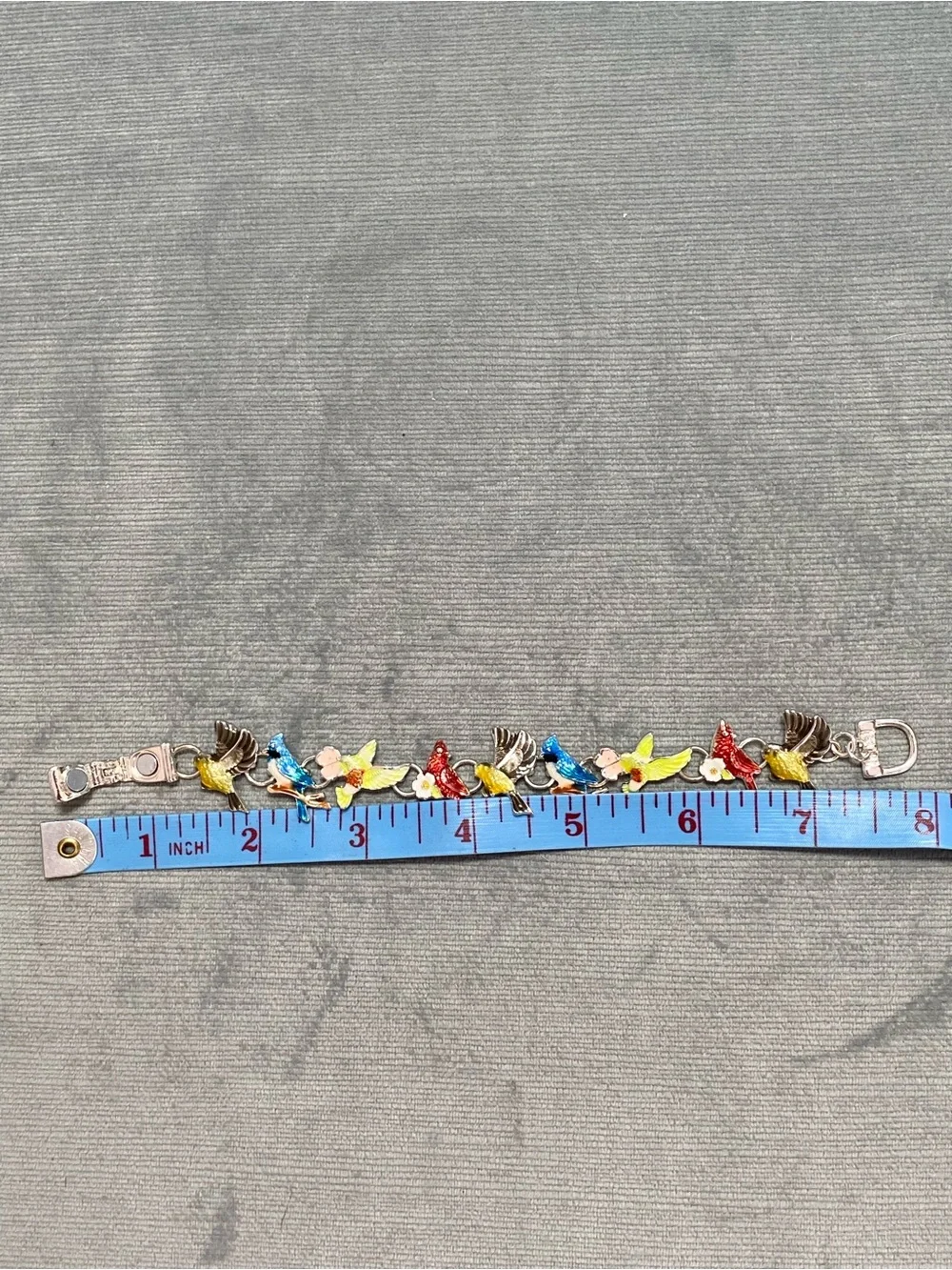 Multicolor Enamel Bird Link Bracelet Magnetic Closure size 6.5 vintage - Picture 13 of 17